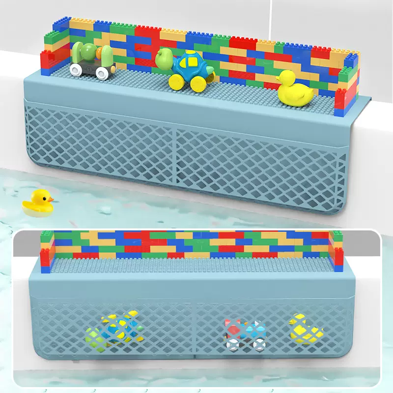 亚马逊浴室玩具垫带积木叠叠乐益智玩具浴缸硅胶玩具垫婴儿童玩具