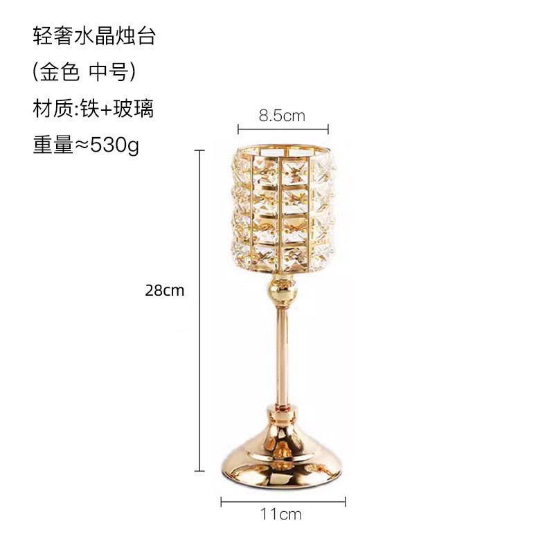 Candelaria de cristal transfronteriza escandinava decoración romántica ligera de lujo estilo de boda de vela de bananas soporte de vela props de cena a la luz de las velas