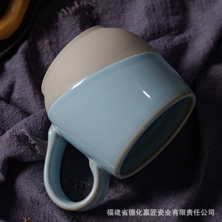 Taza de cerámica retro Taza transfronteriza Taza de té de la tarde simple de estilo japonés Juego creativo de tazas y platillos de café de gres