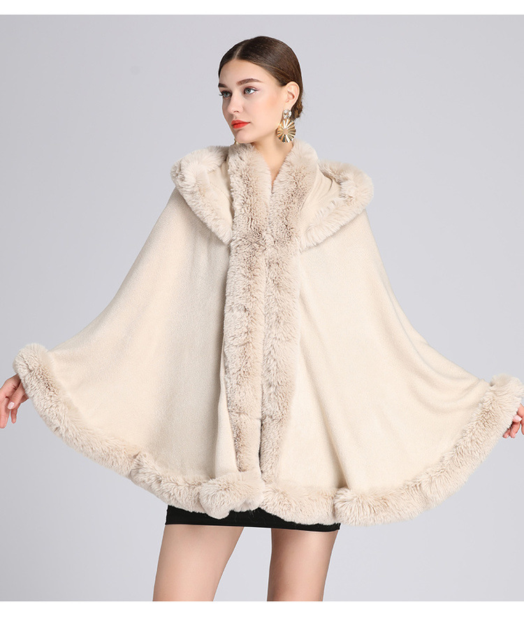 Wollkragen mit Kapuze Cape Cape Übergröße lockerer Capemantel Damen_voghion.com