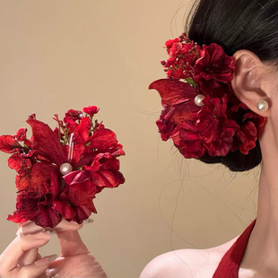 2025 new style "Hongtang Butterfly Dream" new Chinese style red butterfly flower hairpin ancient style hair accessories women's headdress headband