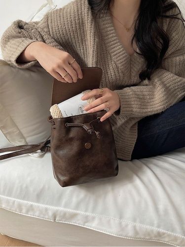 Xiaohongshu same style small retro brown student backpack for women  new ins simple versatile shoulder bag