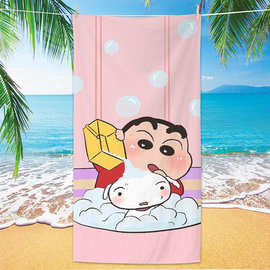 可爱卡通小新超细纤维成人洗澡游泳浴巾旅行便携沙滩巾运动长毛巾