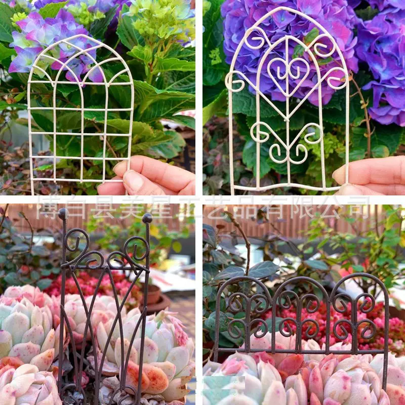 微型简约创意花盆装饰支架园艺花盆摆件装饰迷你园艺篱笆花插批发