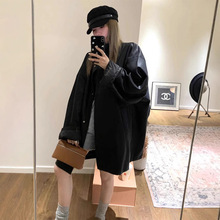 HEYGIRL黑哥 格兰岛纪行 廓形小众立领皮衣女秋中长款皮风衣外套