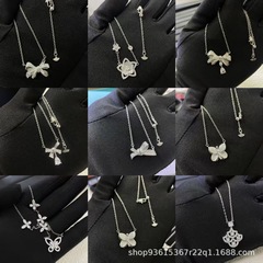 高バージョンのグラグラ胡双蝶ドリルネックレスの女性ダブル曲幻影メッキ厚金高級感鎖骨チェーンペンダント