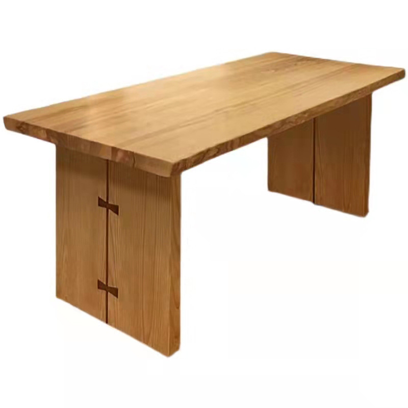 侘寂风民宿多人位餐桌椅 长方形中岛原木桌 新款白蜡木大板吃饭桌