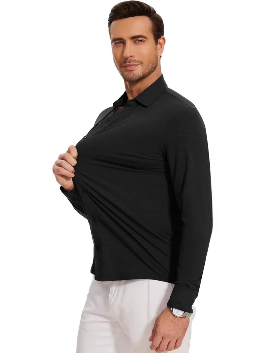 Elastic silky shirt, slim fit, Amazon