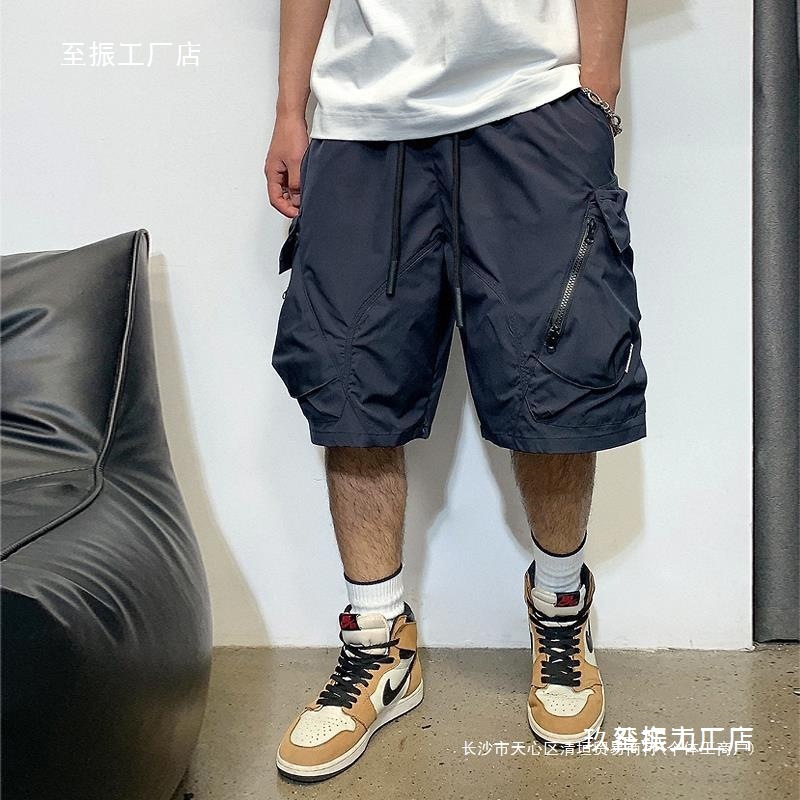 Xu Tailang Multi-Pocket Functional Cargo Shorts Men's Summer Trendy Casual Loose Straight Wide-Leg Knee-Length Wholesale