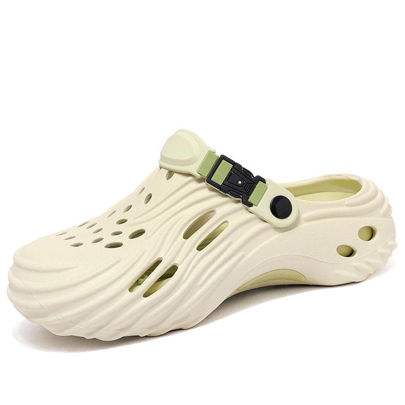 Dép sandal nam lỗ thoáng đế dày EVA chống trượt, đi biển và lái xe — Màu nâu kaki, Xanh nhạt, Đen xám
