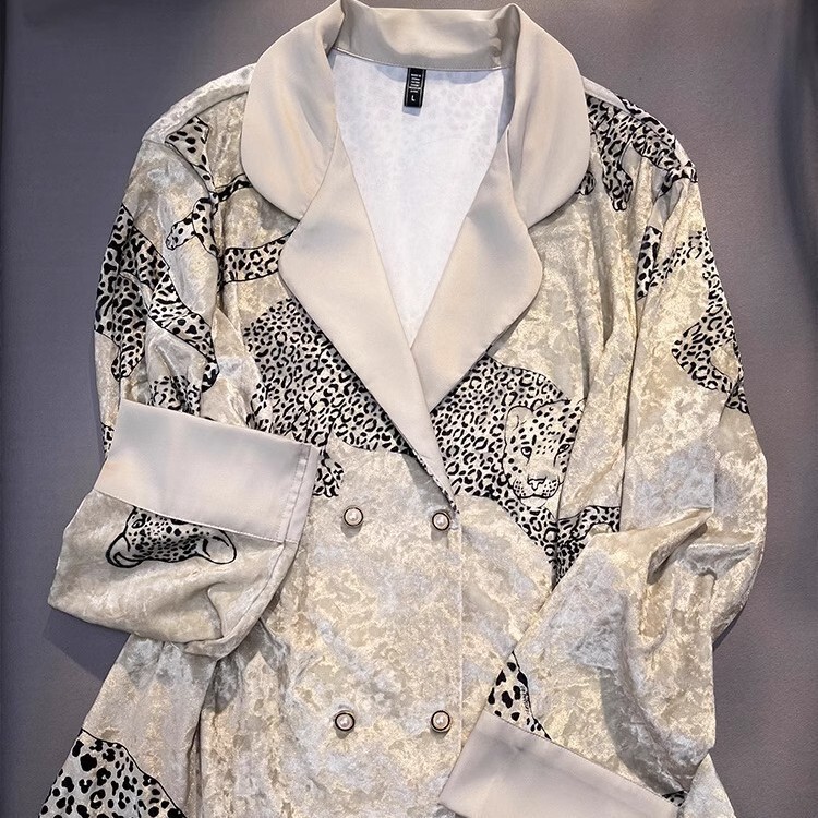 法式复古花豹金丝绒睡衣秋冬款女士加绒加厚轻奢高级感家居服套装|undefined