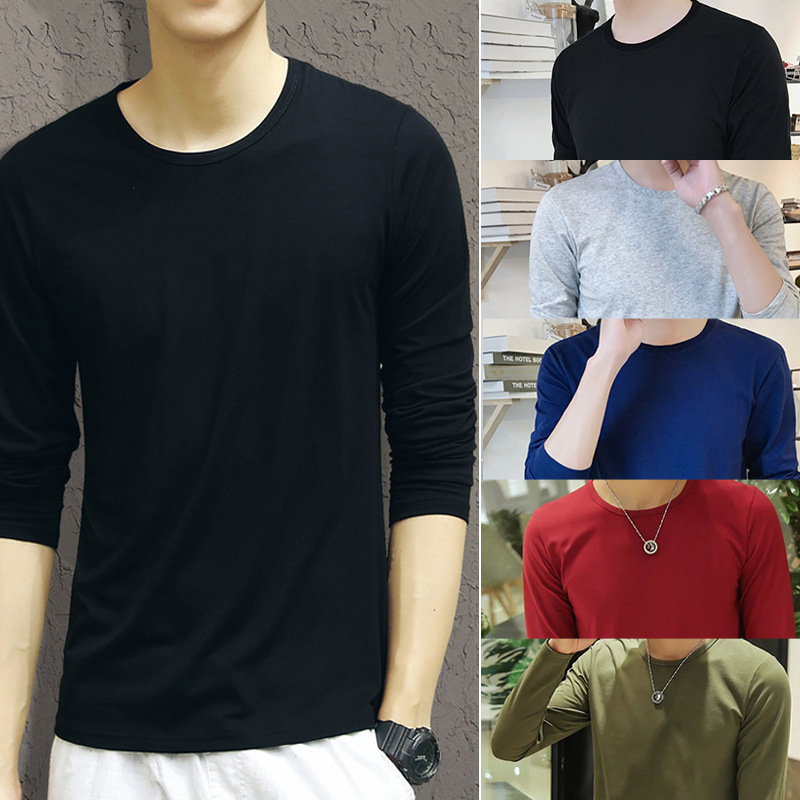 Color long sleeve T-shirt men's bottoming shirt outside autumn clothes underwear autumn thin body shirt a generation of hair