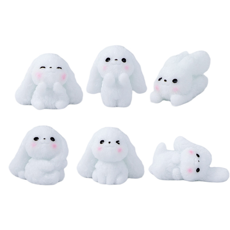 マイクロランドスケープ装飾品、かわいい垂れ耳ウサギ、クリエイティブな車の樹脂 DIY クラフト装飾装飾品、ハイエンドのニッチ|undefined