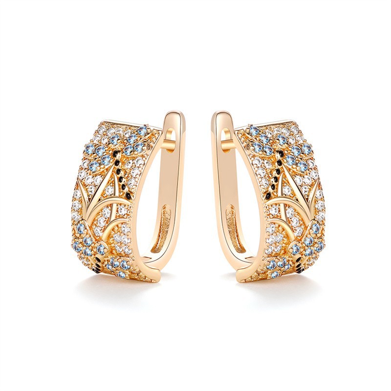 Cao Shi's Creative Ear Fivela Moda Feminina Dragonfly Dance Conjunto Micro Brincos de Zircônia Brincos Personalizados da Moda_voghion.com