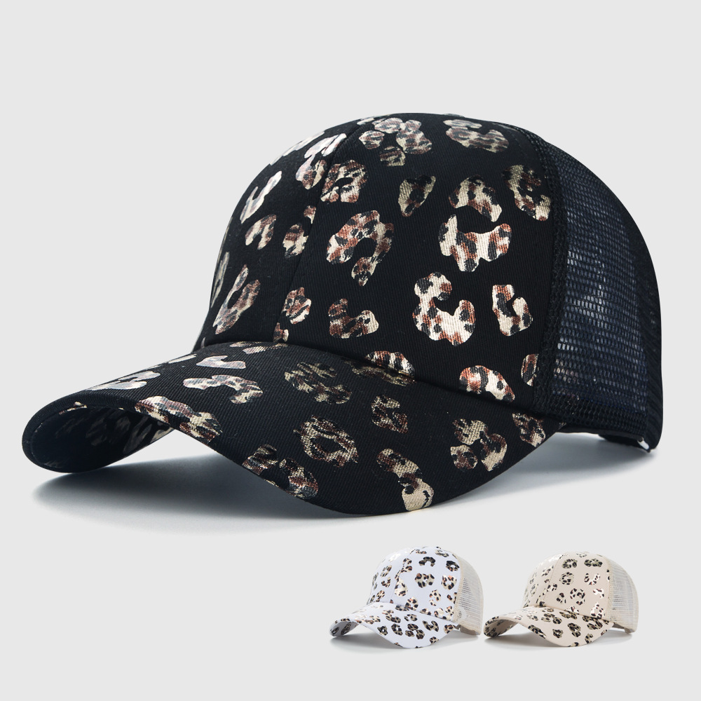 Baseball Cap Leopard Print Fashion Pattern Cross Mesh Hat Wholesale display picture 1