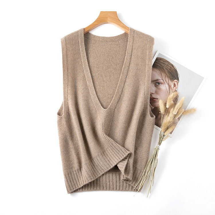 2025 New Autumn and Winter Inner Mongolia Baby Cashmere Island Essence Seamless Deep V Neck Vest Knitwear Simple and Versatile 2025 New Autumn and Winter Inner Mongolia Baby Cashmere Island Essence Seamless Deep V Neck Vest Knitwear Simple and Versatile