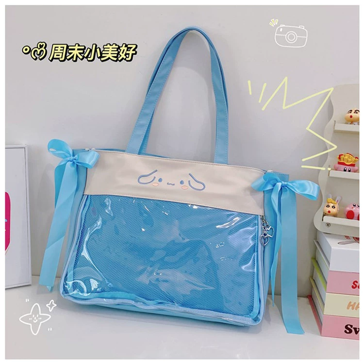 Handheld cloth bag for students, capacious linen bag, doll