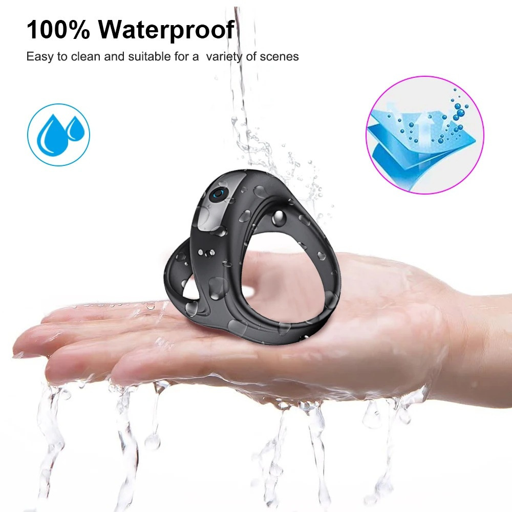 Vibrating Silicone Double Penis Ring with 10 Vibration Modes for Delayed Climax — detail image 5