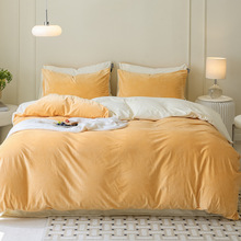 2024新品【婴儿绒双拼四件套】2024毛毯被子牛奶绒四件套