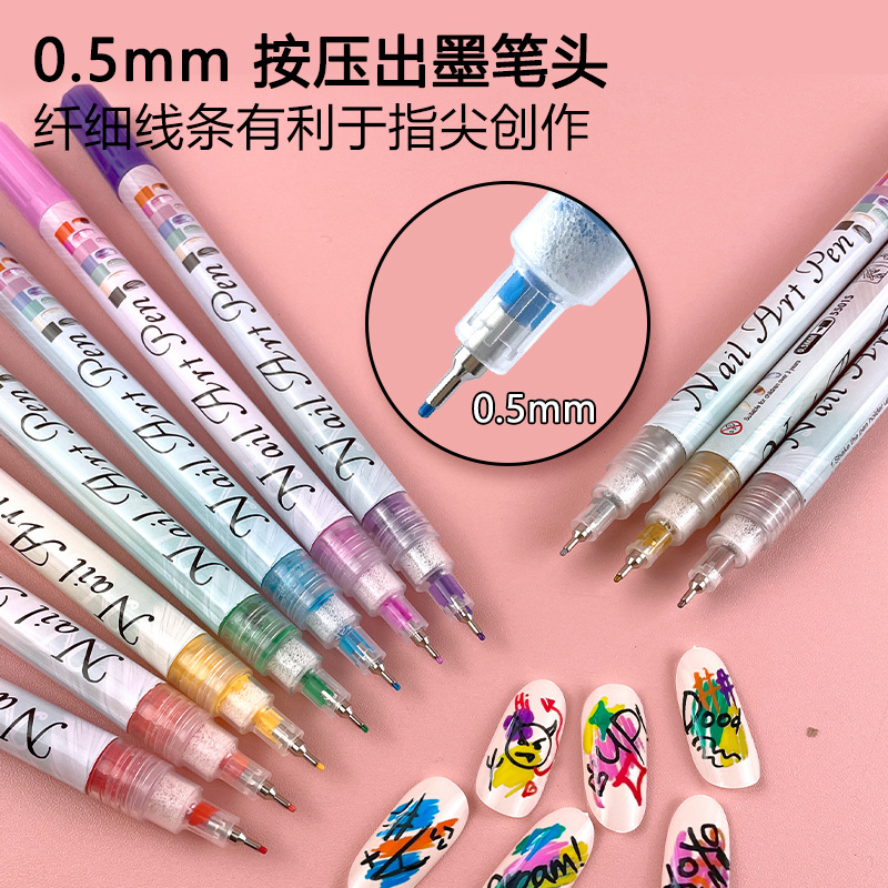 Graffiti uñas pintura pluma 12 colores traje acrílico pluma acuarela pintura ultra fina NIB uñas pintura flor uñas herramientas