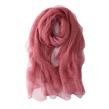 闪亮金丝双层蓬松扎染围巾真丝桑蚕丝亚麻披肩保暖时尚搭秋冬女