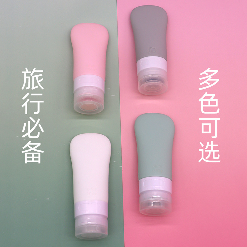 Botella dispensadora de silicona para cosméticos portátil en forma de dama, juego de viaje, botella de almacenamiento de cosméticos impermeable y a prueba de fugas de calidad alimentaria