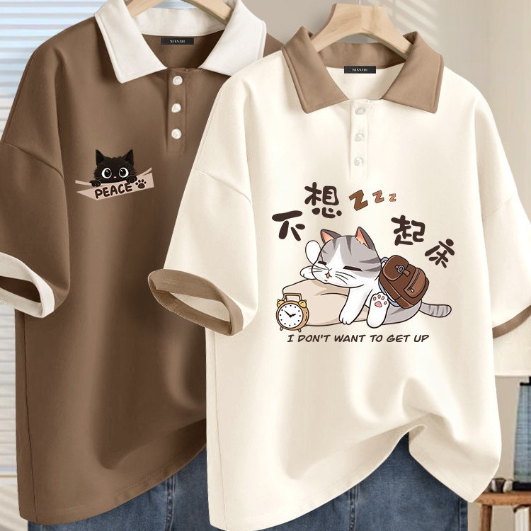 Girls' American-Style Short-Sleeved T-Shirt Tops for Women 2026 New Summer Pure Cotton Polo Collar Women's Clothing Super Nice-Looking T-Shirt Summer