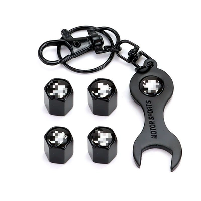 valve Valve Cap Nut - peugeot-4-pack-black-model-wrench-keychain