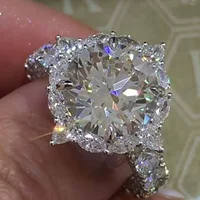 Аксессуар, платиновое кольцо с камнем inlay, блестящий классический европейский стиль свадьбы, размеры 6-10
