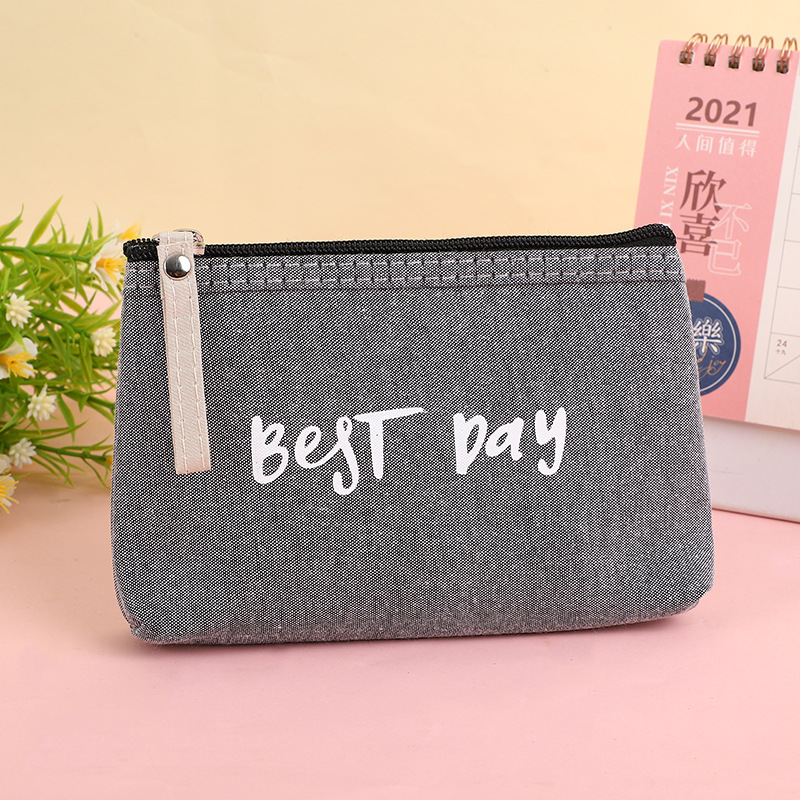 Estilo coreano ins chica cambio de corazón bolsa de almacenamiento simple bolsa de cosméticos portátil estudiante viaje color sólido cremallera bolsa de lona