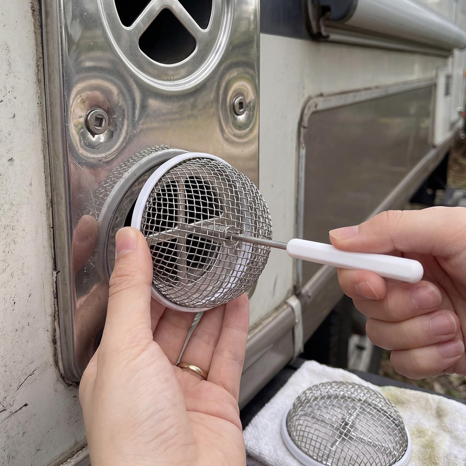 Stainless Steel RV Mosquito Screen with Adhesive Strip Set Flying Insect Screen RV