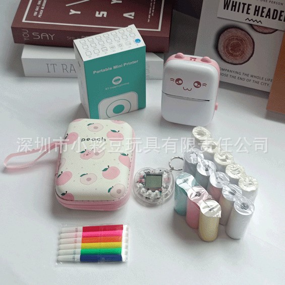 C9 파우더 + 감열지 5개 + 접착지 5개 + 색종이 3개 + 색펜 + 가방 + 전자 애완동물