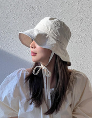 THE HAT Korea Dongdaemun Agent Purchase Summer Foldable Windproof Rope Wide Brim Sunshade Sunscreen Fisherman Hat 
