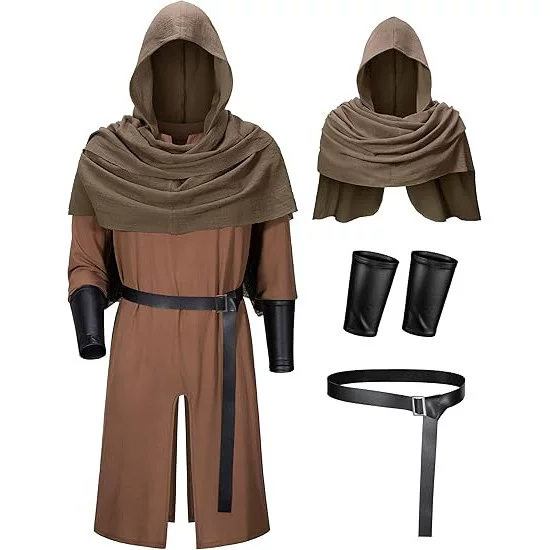 [in Stock] Medieval Renaissance Cosplay Costume Pirate Knight Cape Robe Halloween Stage Performance Costume