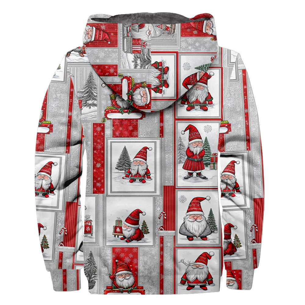 Giacca in pile con cappuccio natalizia da uomo - calda e comoda_voghion.com