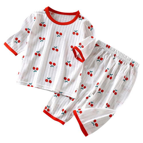 Children's home clothes set pure cotton summer new style boys' clothes girls' pajamas thin air-conditioned clothes children's clothing wholesale