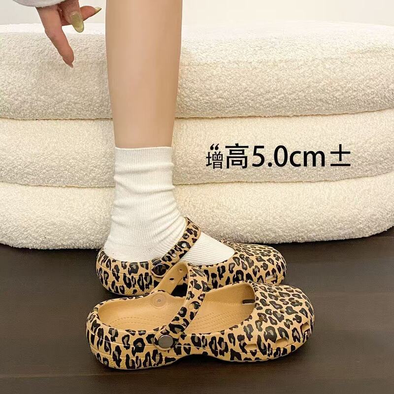 2026 Leopard Print Ballet Clogs Summer Fashion Women's Shoes Beach Shoes Closed-Toe Slippers Nurse Shoes Cute Slippers