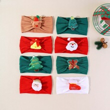 亚马逊秋冬上新圣诞卡通发带可爱宝宝高颜值柔软不伤发尼龙宽发带