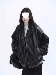 秋冬季美式高级感皮衣外套男女复古中性风加绒加厚机车皮夹克上衣