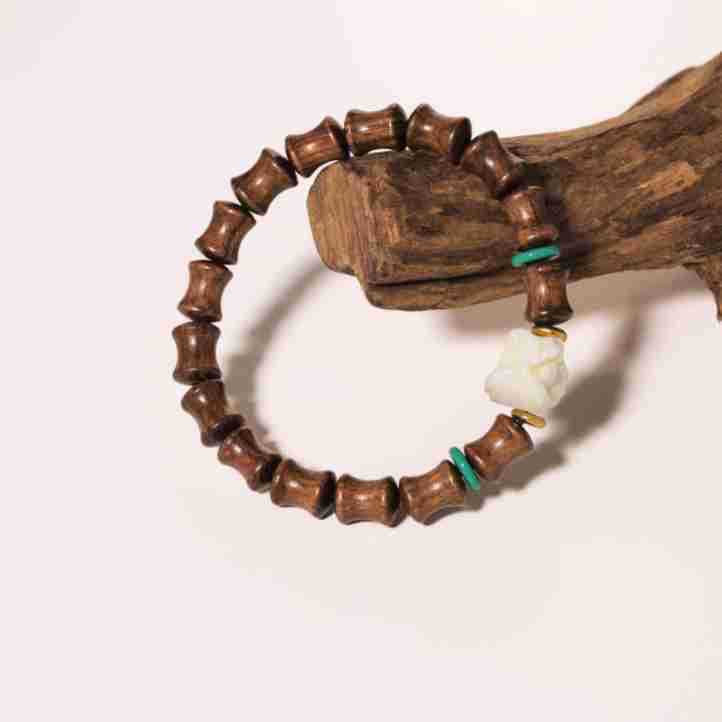Pulsera retro de pera negra natural para hombres y mujeres, estilo nacional, danza del león, cuentas de Buda, círculo único, nueva pulsera de pareja de wenwan de estilo chino