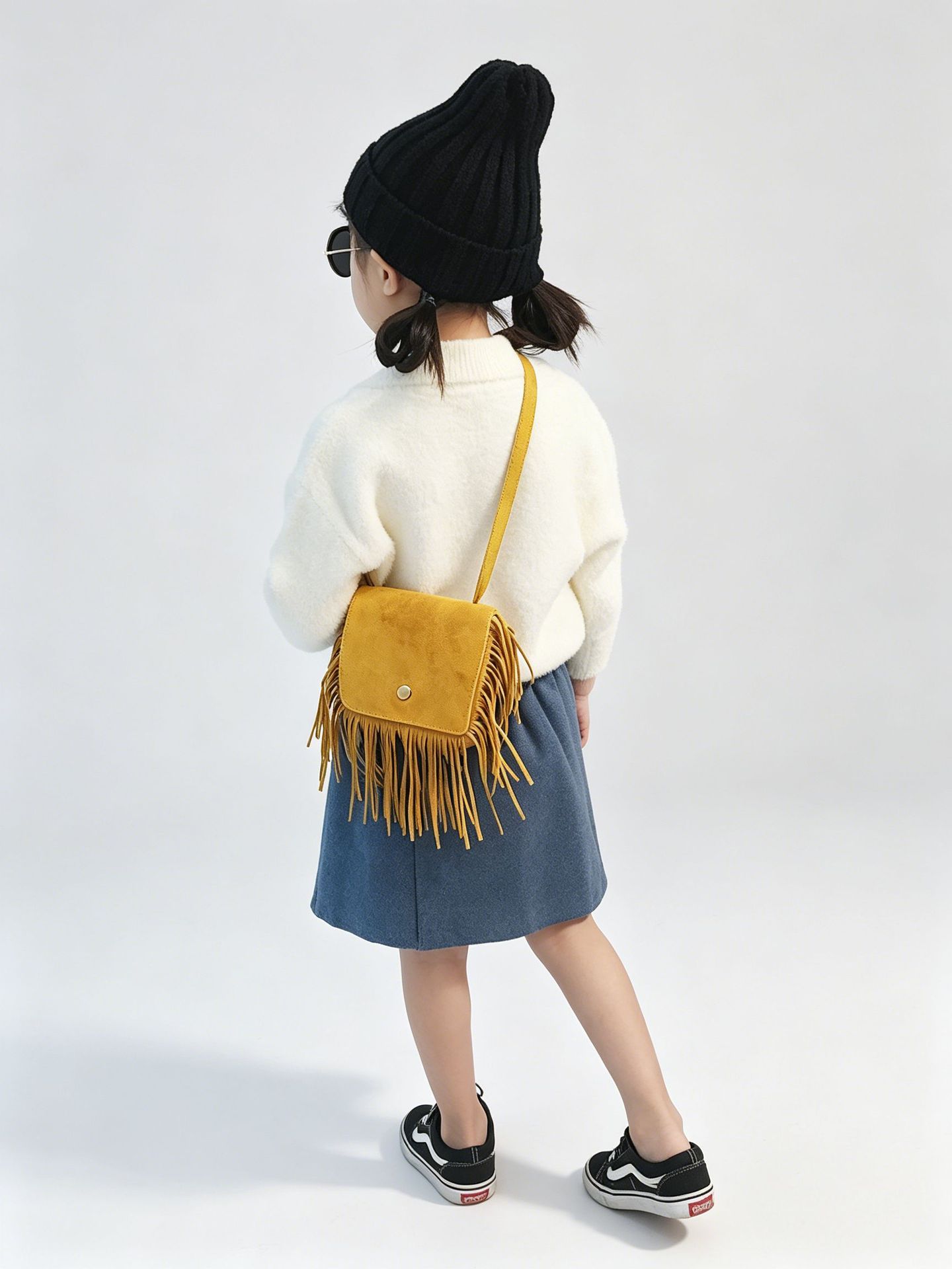 Bolso infantil estilo 2026, moderno bolso de hombro con borlas, mini bolso cruzado estilo coreano, monedero moderno para niños y niñas