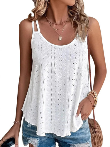 Women's sleeveless summer top, thin shoulder strap spring shirt, loose fit beach vacation 2025 casual