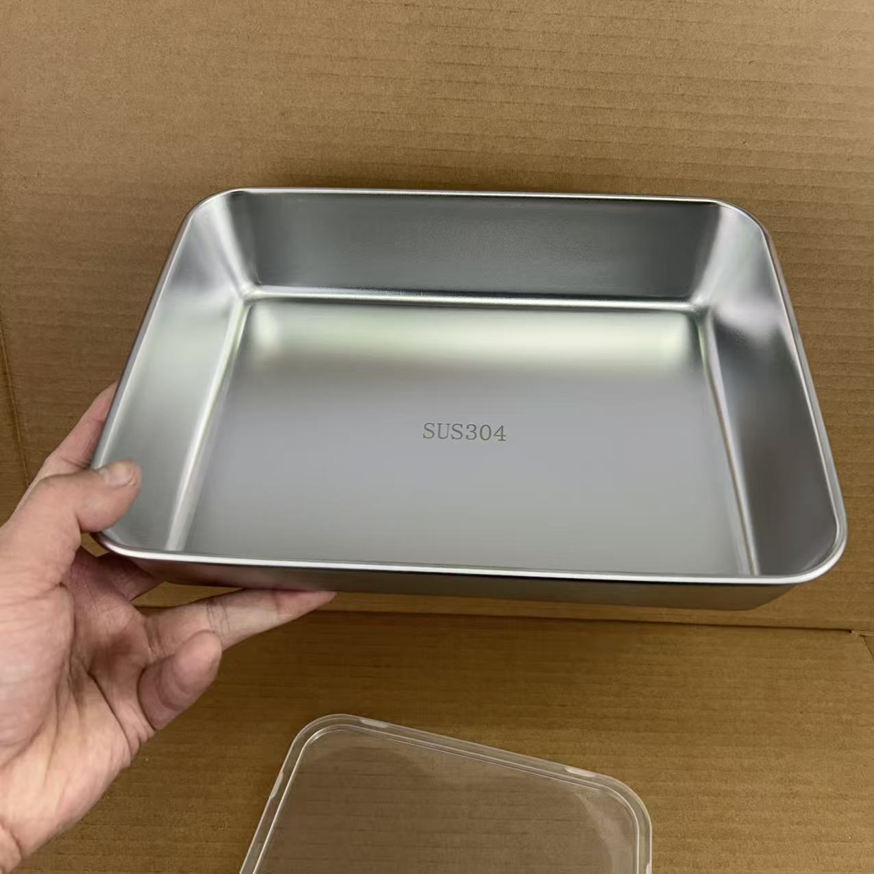 304 Rectangular Box Pot Prep Plate Marinated Food Tray Tiramisu Storage Preservation Side Dish Plate Baking Utensils