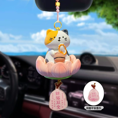 Pendant Cute Exquisite Resin Capybara – Car hanging - original-good-luck-lotus-buddhist-car-hanger-three-flower-cat-opp-bag-packaging