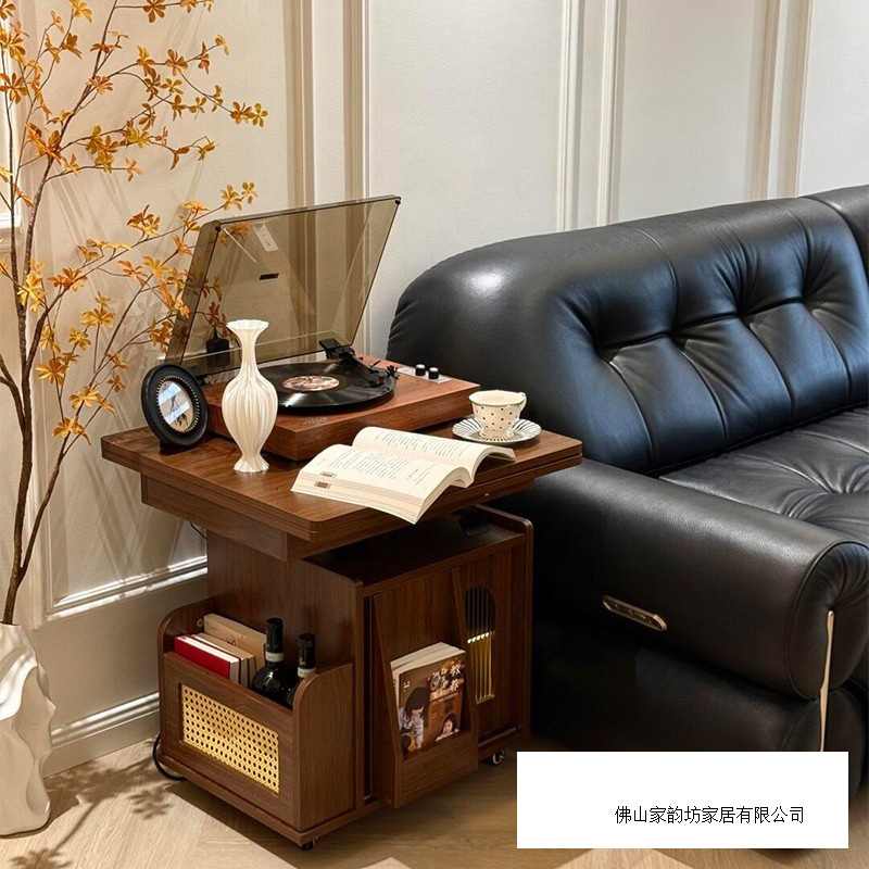 实木升降茶几移动推车茶桌折叠餐桌小户型茶台多功能客厅沙发边柜|undefined