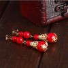 Retro red earrings, cheongsam, accessory for bride from pearl, no pierced ears