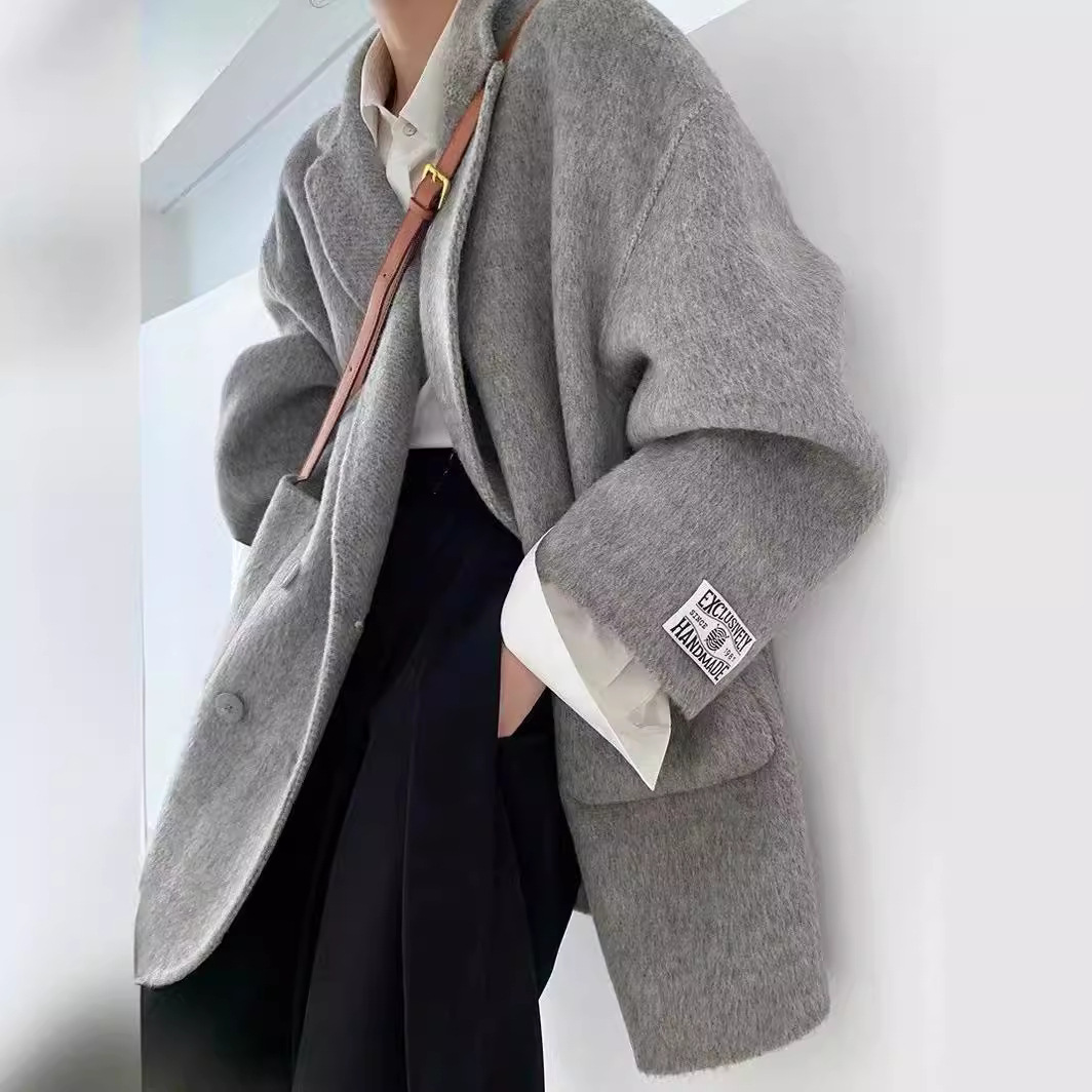 2025 Spring and Autumn Short High-end Double-sided Cashmere Coat Women's Loose Korean-style Wool Suit Jacket