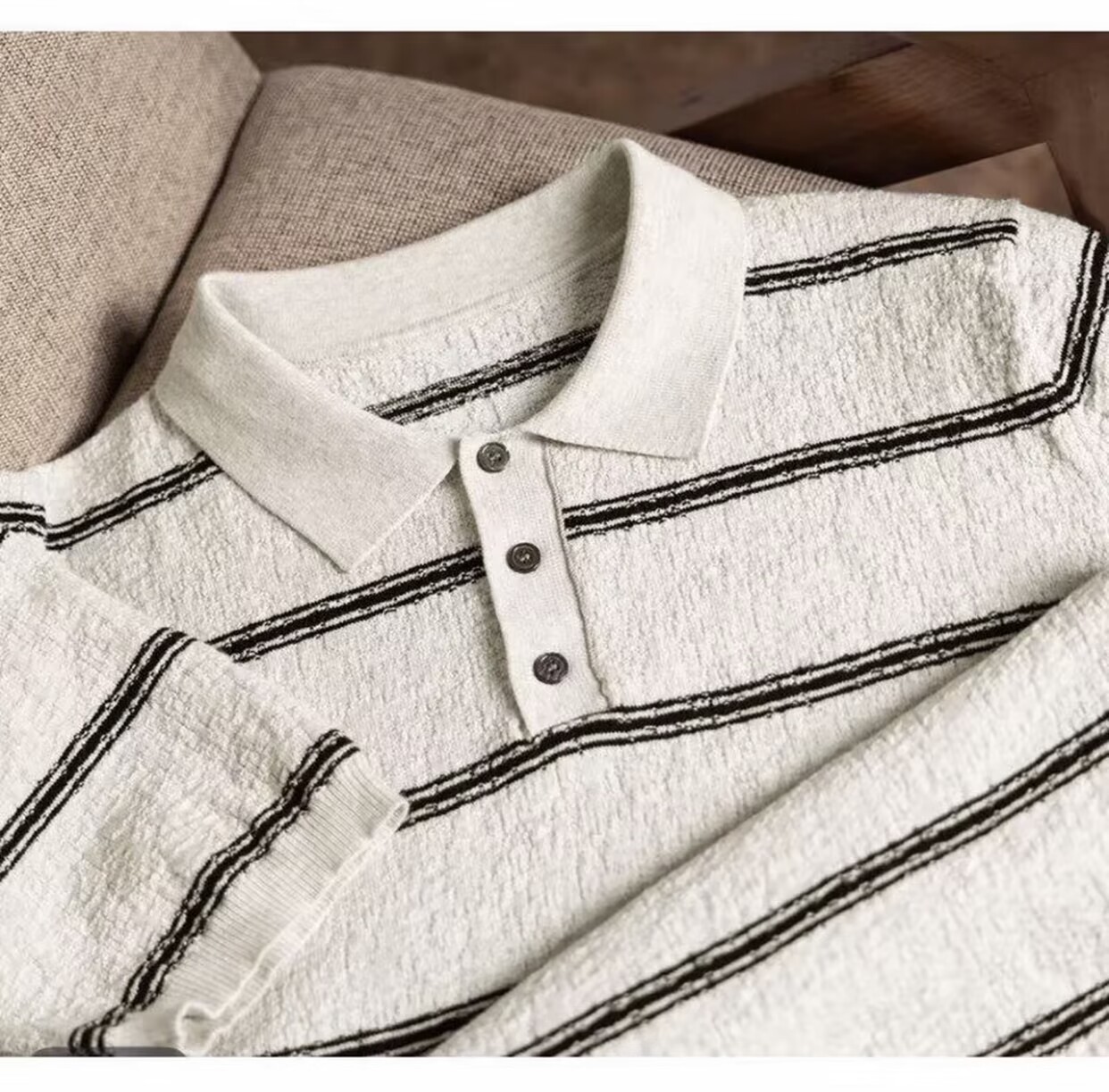 Polo camiseta de punto camiseta de manga corta hombre con solapa estriada textural vieja camiseta de hielo de verano fábrica transfronteriza al por mayor