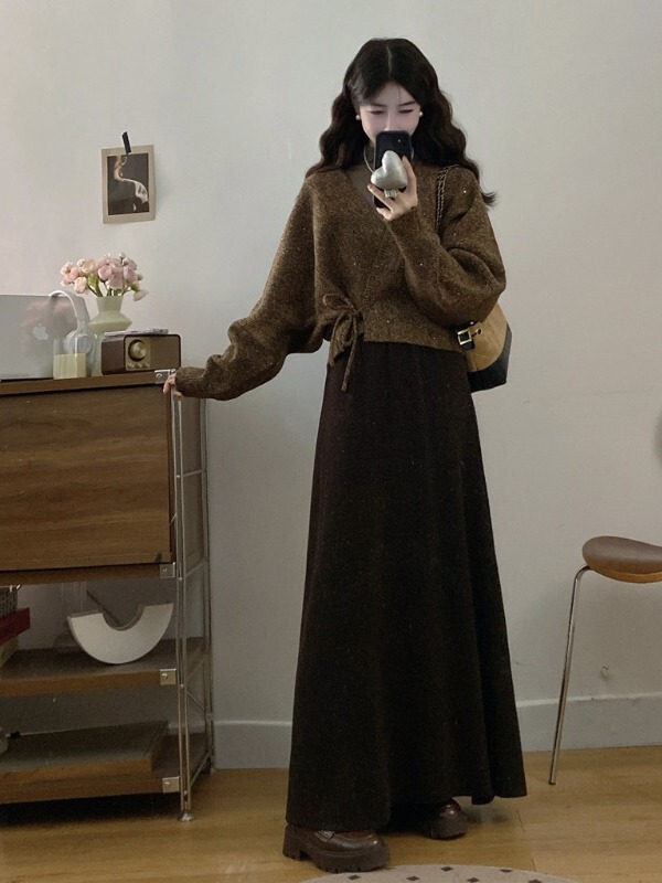 Plus Size Fat-Covering Super Hot and Beautiful Winter Clothes, a Complete Set of Maillard High-End Two-Piece Suits