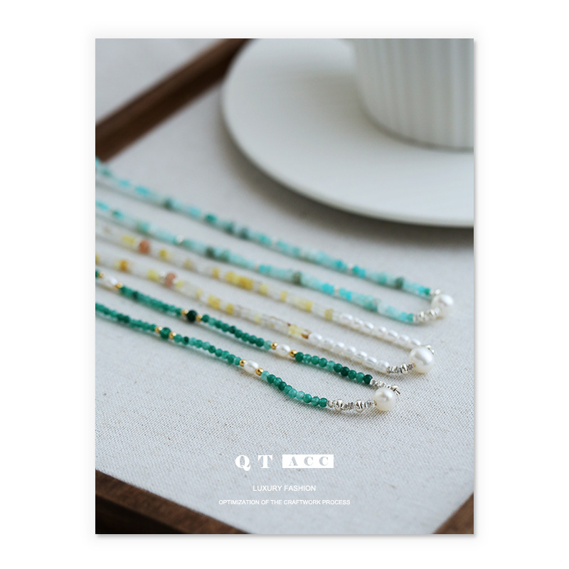 925 de plata japonesa y coreana simple moda nicho ins estilo Piedra Natural real perla roto collar de cuentas de plata para las mujeres